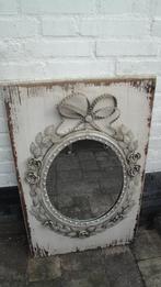 spiegel hout  met metaal rozen, Antiek en Kunst, Ophalen of Verzenden