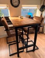 Bartafel mangohout met zwart onderstel (zonder krukken), Huis en Inrichting, Tafels | Eettafels, Ophalen, 100 tot 150 cm, 50 tot 100 cm