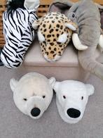 5 Knuffel dierenkoppen jungle 20/30 cm carnaval themafeest, Ophalen, Gedragen, Carnaval, Accessoires