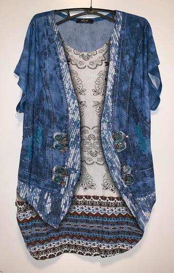 Blauw shirt / tuniek met Design, maat 42/44 beschikbaar voor biedingen