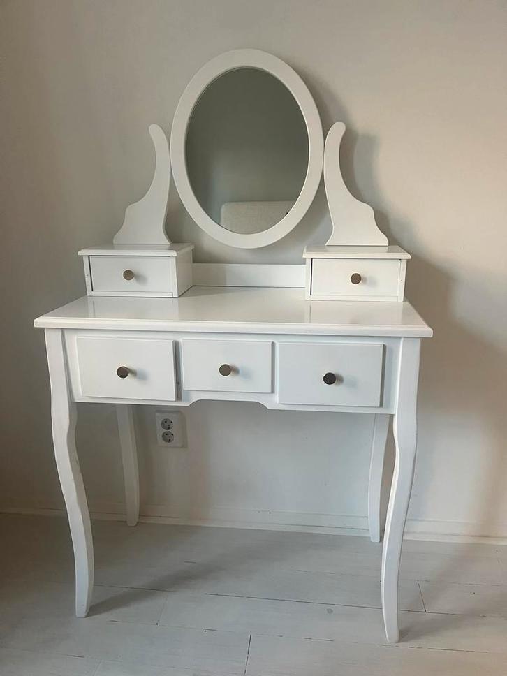 Kaptafel | Wit | Goud, Huis en Inrichting, Tafels | Kaptafels, Zo goed als nieuw, 100 tot 150 cm, 50 tot 100 cm, Overige materialen