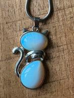 Opaal kat hanger metaal, Sieraden, Tassen en Uiterlijk, Ophalen of Verzenden, Nieuw, Zilver, Overige materialen