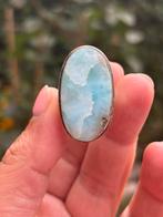 Larimar Edelsteen Ring maat 19, Sieraden, Tassen en Uiterlijk, Ringen, Overige materialen, Blauw, 19 tot 20, Nieuw