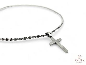 Heren ketting ''Jesus'' RVS roestvrijstaal met kruis bedel beschikbaar voor biedingen