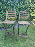 Teakhouten barkrukken / hoge tuinstoel, Ophalen, Gebruikt, Teakhout, Inklapbaar