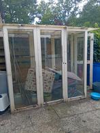 Hardhouten voliere / vogelhok met glas en gaas, Dieren en Toebehoren, Vogels | Hokken en Kooien, Ophalen, Gebruikt, Hout, Volière