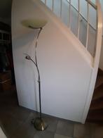 staande lamp met leeslamp en dimmer - messing, Huis en Inrichting, Lampen | Vloerlampen, Ophalen, Gebruikt, Glas, 150 tot 200 cm