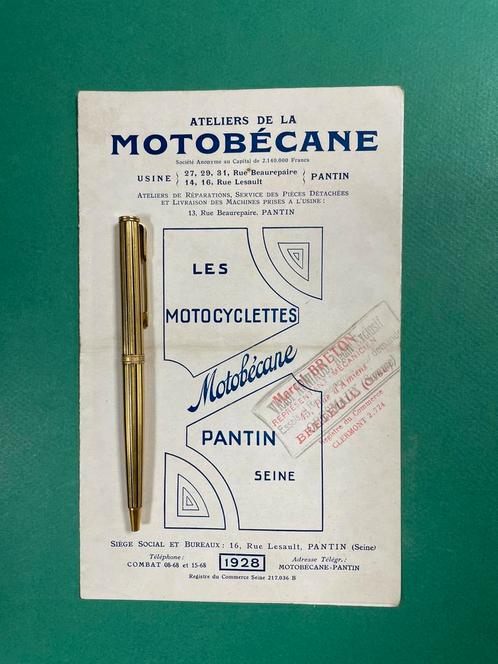 Motobécan Motorcycle Sales Sheet 1928 FRA (Origineel), Verzamelen, Automerken, Motoren en Formule 1, Gebruikt, Motoren, Ophalen of Verzenden