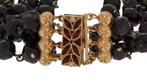 4-strengs granaten dames armband 14k gouden slot antiek, Goud, Met edelsteen, Armband, Ophalen of Verzenden