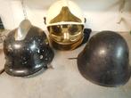 3 gebruikte brandweer helmen samen 30 euro, Ophalen of Verzenden, Overige soorten, Nederland, Embleem of Badge