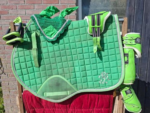 Groen setje, dekje, beenbescherms enz, Dieren en Toebehoren, Paarden en Pony's | Dekens en Dekjes, Gebruikt, Dekje, Ophalen of Verzenden