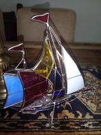 Zeilboot vintage art glass. Glas in lood, Antiek en Kunst, Kunst | Designobjecten, Ophalen of Verzenden