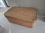 Rotan mand tafel met dienblad, Ophalen, Minder dan 55 cm, Zo goed als nieuw, Rechthoekig