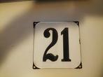 Vintage Emaille Huisnummer 21, Ophalen of Verzenden