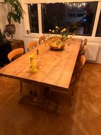 Teak kloostertafel 240x100cm met 6 teak stoelen, Huis en Inrichting, Tafels | Eettafels, Ophalen, Gebruikt, Teakhout, 200 cm of meer