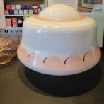 Glazen Plafondlamp - Vintage Look- rood/roze dessin, Gebruikt, Overige kleuren, Ophalen of Verzenden, Minder dan 25 cm