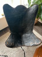 Leren Vlinderstoel met Metalen Frame, Huis en Inrichting, Fauteuils, Ophalen, Gebruikt, Leer, 75 tot 100 cm