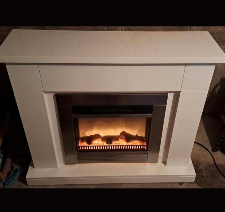 Moderne Witte Elektrische Openhaard, Huis en Inrichting, Haarden, Zo goed als nieuw, Elektrische haard, Ophalen