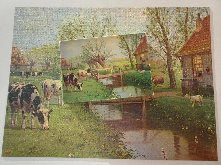 In de wei (M.A. Koekkoek) - puzzel VARA 1200 st, Hobby en Vrije tijd, Denksport en Puzzels, Gebruikt, Legpuzzel, 500 t/m 1500 stukjes