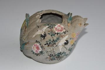 Antieke Japanse vogel theepot decoratie kraanvogels bloemen beschikbaar voor biedingen