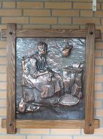 Vintage gehamerd koperen wanddecoratie, Antiek en Kunst, Ophalen, Koper