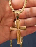 Gouden 14k 585 kruis hanger, Nieuw, Ophalen of Verzenden, Kruis of Symbool, Goud