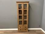 Landelijke Teak Vitrinekast 215 cm, Teakhout, Zo goed als nieuw, 25 tot 50 cm, 200 cm of meer