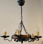 oude houten hanglamp luster, Huis en Inrichting, Lampen | Hanglampen, Gebruikt, Hout, 50 tot 75 cm, Ophalen