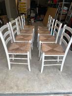 8 Authentieke Stoelen met Riet, Huis en Inrichting, Stoelen, Ophalen, Gebruikt, Wit, Hout