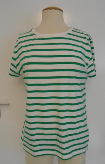 Stradivarius T-shirt groen/wit gestreept mt L (40/42) beschikbaar voor biedingen