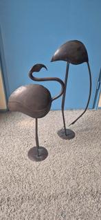 Metalen Flamingo Beelden Set, Ophalen, Gebruikt, Metaal, Dierenbeeld