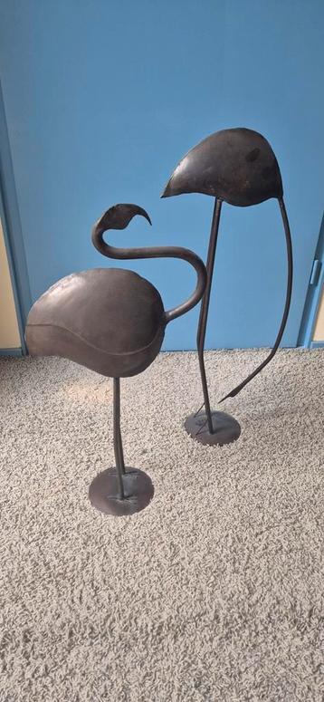 Metalen Flamingo Beelden Set beschikbaar voor biedingen