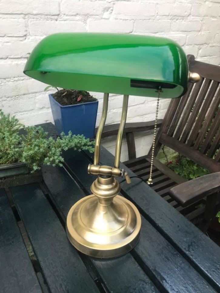zeer nette bankiers lamp/ notarislamp, zgan, Huis en Inrichting, Lampen | Tafellampen, Zo goed als nieuw, Minder dan 50 cm, Glas