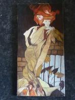 Jugendstil stijl, Art Nouveau, olieverf schilderij, Antiek en Kunst, Kunst | Schilderijen | Klassiek, Ophalen of Verzenden