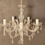 Romantische kroonluchter lamp 5 armen kristal glas pegels, Huis en Inrichting, Lampen | Kroonluchters, Ophalen of Verzenden, Zo goed als nieuw