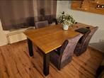 Eettafel 210x100 met stoelen en salontafel 130x90, Ophalen, Zo goed als nieuw