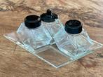Antiek persglazen peper zout en mosterd stel, Antiek en Kunst, Ophalen of Verzenden
