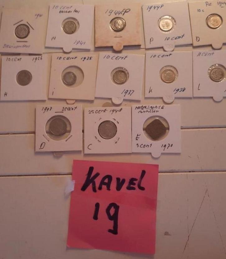 Zilveren Wilhelmina Dubbeltjes - Losse Verkoop kavel nr 19, Postzegels en Munten, Munten | Nederland, Losse munt, 10 cent, Koningin Wilhelmina