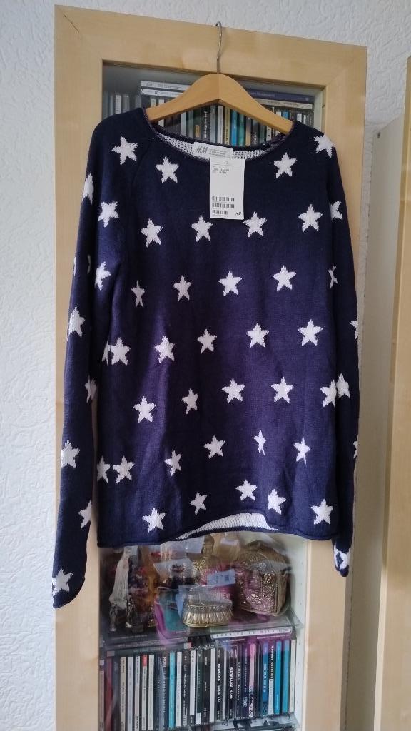 Mooie warme trui blauw met witte sterren Nieuw. Maat 134-140, Kinderen en Baby's, Kinderkleding | Maat 134, Nieuw, Jongen of Meisje
