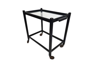Art Deco stijl - trolley - serveerwagen - hout - glas  beschikbaar voor biedingen