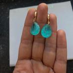 Oorbellen paraiba kristal Verguld met 14K natuurlijke steen, Met kristal, Overige materialen, Hangers, Blauw