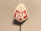 Metalen RAP BROMFIETSMERK (Rood/Aluminiumkleur)., Verzenden, Zo goed als nieuw, Transport, Speldje of Pin