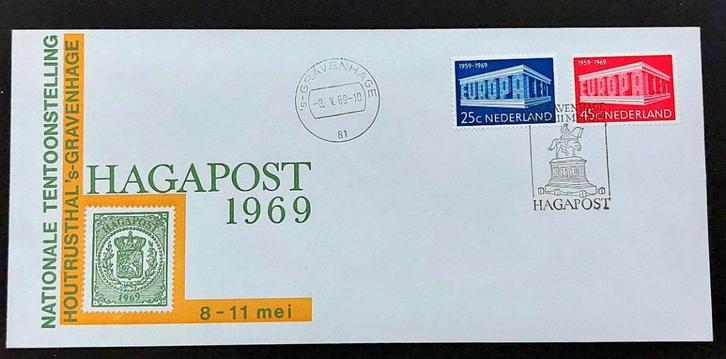 Nederland 1969 – HAGAPOST FDC – Europa 25c & 45c, Postzegels en Munten, Postzegels | Eerstedagenveloppen, Onbeschreven, Nederland