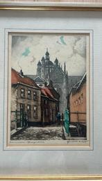 Hendrik de Laat ingekleurde ets Boerenmouw, Antiek en Kunst, Kunst | Etsen en Gravures, Ophalen of Verzenden