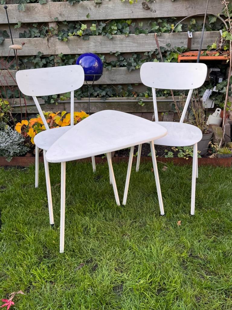 Vintage slaapkamer meubeltjes., Huis en Inrichting, Stoelen, Ophalen, Gebruikt, Twee, Jaren 50 - 60.