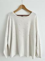 Trui off-white pareltjes MS mode wit parels L XL ronde hals, Ophalen of Verzenden, Gedragen, Maat 42/44 (L), Wit
