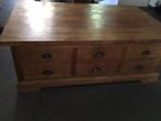 Teak hout salontafel met veel opbergruimte, Huis en Inrichting, Tafels | Salontafels, Ophalen, Gebruikt, 100 tot 150 cm, Teakhout