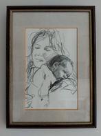 Tekening moeder met baby, Antiek en Kunst, Ophalen of Verzenden