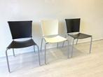 3 italiaanse design stapelstoelen stoel D. Christian Gori, Gebruikt, Drie, ., Zwart