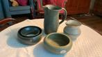 Groen aardewerk vaas, schaal , karaf, brocante, Ophalen of Verzenden